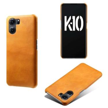 Imagem de Capa para OPPO K10 5G,Proteção contra quedas,Casca de volta de cor sólida simples,Design de couro de imitação de plástico-Orange