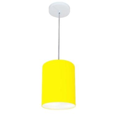 Imagem de Lustre Pendente Cilíndrico Md-4012 Cúpula Em Tecido 18x25cm Amarelo - Bivolt
