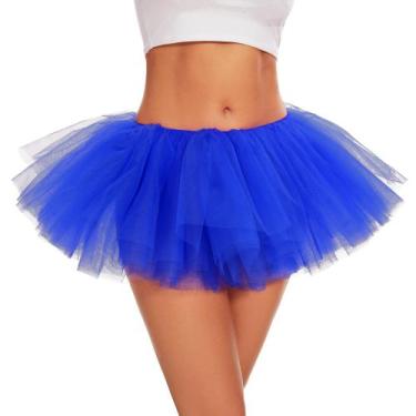Imagem de Tutu ASKHOPE para mulheres e adultos, saia de tule de 5 camadas, azul 