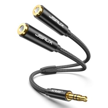Imagem de JSAUX Divisor de fone de ouvido, divisor de áudio macho TRS de 3,5 mm para 2 adaptadores duplos fêmeas de 3,5 mm, divisor de cabo auxiliar Y estéreo trançado de nylon para iPhone, Samsung, tablets, laptop, PlayStation e mais [Preto]... 0.
