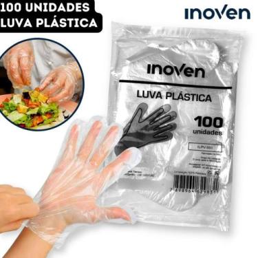 Imagem de Luva Plástica Descartável Transparente Tamanho Único Inoven - pct 100 