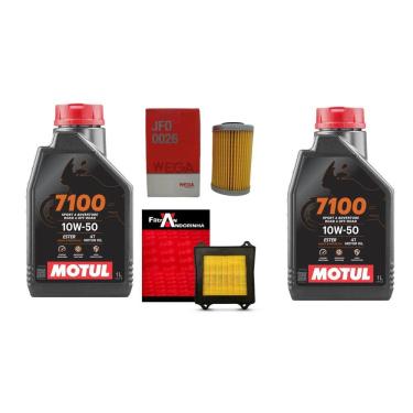 Imagem de KIT MANUTENÇÃO REVISÃO 2l ÓLEO MOTUL SINTÉTICO 7100 10W50 4T + FILTRO AR FILTRAN + FILTRO OLEO WEGA BAJAJ DOMINAR