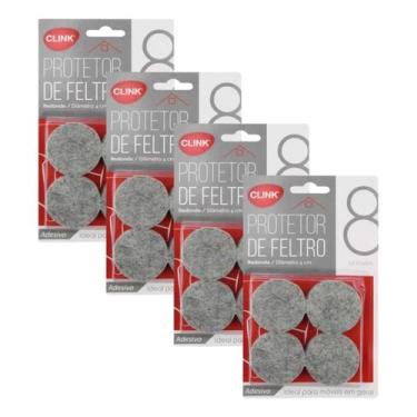 Imagem de Protetor de Feltro Redondo Adesivo Móveis Clink Kit 32 Peças 4,2cm