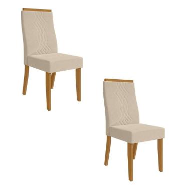 Imagem de Conjunto de 2 Cadeiras para Sala de Jantar Luna Ii Marrom/Bege