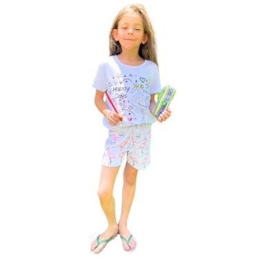 Imagem de Pijama infantil de colorir para meninas verão curto c caneta - Piquiri