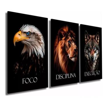 Imagem de Quadros Decorativos Disciplina Execução Foco Leão Motivação Colorido C