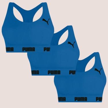 Imagem de Kit Com 3 Tops Puma Nadador Sem Costura E Sem Bojo Fitness Fit Para Academia Corrida Treino-Feminino