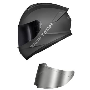 Imagem de Capacete Race Tech Hit Monocolor Cinza Fosco Mais Viseira Prata-Masculino