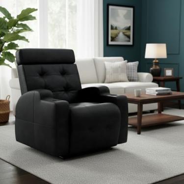 Imagem de Poltrona do Papai Reclinável Automática com USB e Porta-Copos Cherokee Veludo(Corino Preto)