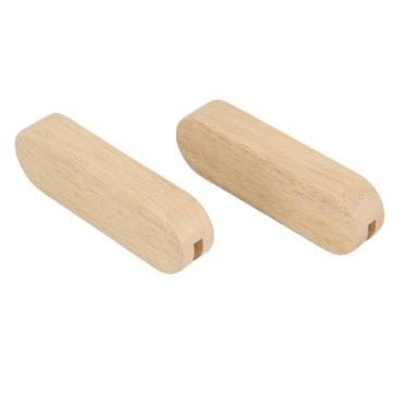 Imagem de Alomejor Grelha Pan Pan, 2pcs, Alça de Substituição de Isolamento de Madeira Com Grampo Seguro para Panela de Pan de Camping Ao Ar Livre (Forma plana de madeira de borracha)