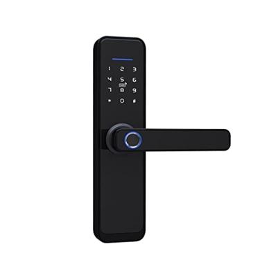 Imagem de Fechadura de porta com controle de voz, criptografia de bloqueio de segurança inteligente com chaves IC Cards Smart Life Control (Cor: Trava única)