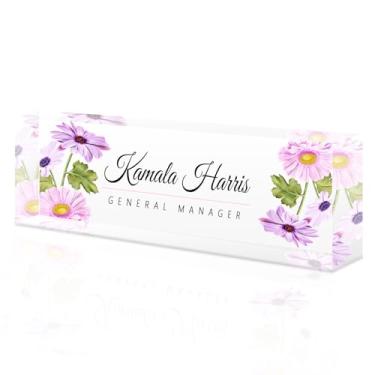 Imagem de placa de identificação acrílica personalizada, Placa de nome personalizada para mesa, Decoração de mesa, presente de escritório para colegas, chefes, professores