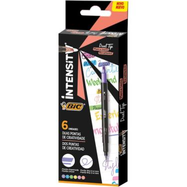 Imagem de Bic Caneta Intensity Dual Tip 6 Unidades Ponta 0,4mm e Marca-texto 1,5-3,5mm