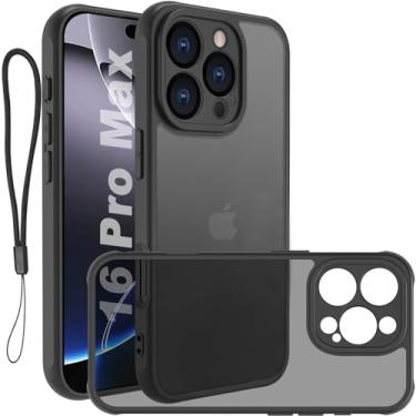 Imagem de USTIYA FG Capa para iPhone 16 Pro Max Case Matte Acrílico Uso Resistente Protetora de Câmera Capinha Acessórios para Celular com Cordão Preto