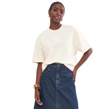 Imagem de Camiseta Colcci Com Detalhe Em Logo Bege Feminina-Feminino