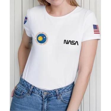 Imagem de Camiseta Camisa Adulto Feminina Masculina Algodão Astronauta NASAA Ast