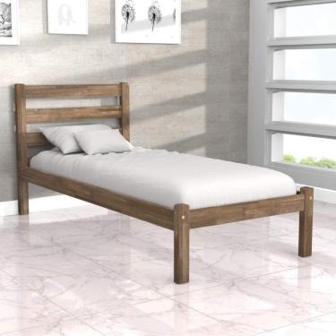 Imagem de Cama Solteiro Madeira Maciça Rustica Luiza Móveis Meneguetti Envelhecido