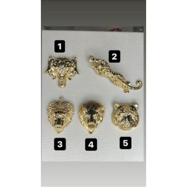 Imagem de Pingentes de Metal Dourado - Elefante, Tigre e Leão - no-brand, Adulto