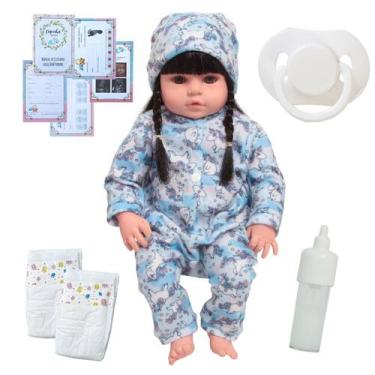 Imagem de Boneca Bebê Reborn Morena Olhos Castanhos Roupa Unicórnio - Cegonha Re