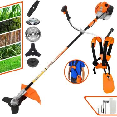 Imagem de Roçadeira Robusta Vulcan VR520-H À Gasolina 2T 52cc 10.000rpm 2,5HP Com Kit 3 Lâminas de Corte, Carretel de Nylon e Escova de Aço Circular 38 Cerdas