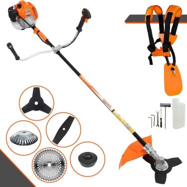 Imagem de Roçadeira Multifuncional Vulcan VR520H 52cc 10000rpm 2,5HP C/ Carretel e Lâmina 3 Pontas + Lâmina Facão + Lâmina 40 Dentes Vídea + Disco Escova de Aço