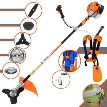 Imagem de Roçadeira Aparador de Grama À Gasolina VR520H 52cc 2,5HP Com Carretel e Faca 2 Pontas + Faca 3 Pontas, Faca 40 Dentes de Vídea e Disco Escova de Aço