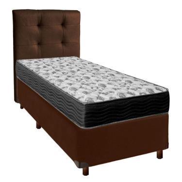 Imagem de Cama + Box Marrom E Colchão Ortobom D33 Solteiro - Iso100 + Cabeceira