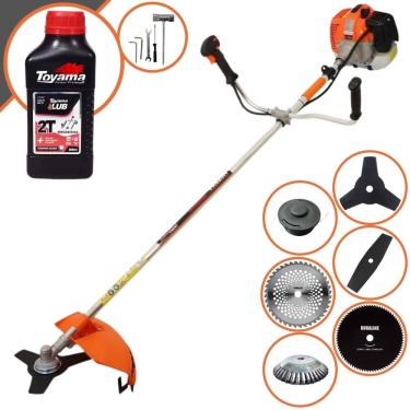 Imagem de Roçadeira Cortador de Grama À Gasolina Vulcan VR620H 62cc 3HP 12.500rpm Completo Com Kit 4 Lâminas + Carretel Nylon + Escova de Aço + ÓLEO TOYAMA 2T