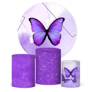 Imagem de Painel De Festa E Capa Cilindro Decoração Sub Borboleta Lilá