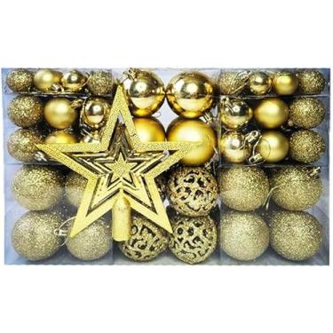 Imagem de Kit 100 Bolas de Natal Lisas Foscas e Glitter Decoração Completa Árvores e Festas (Dourado)