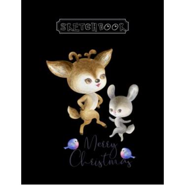 Imagem de Sketchbook: Deer And Bunny 8in x 11in x 100 Pages Black Cover
