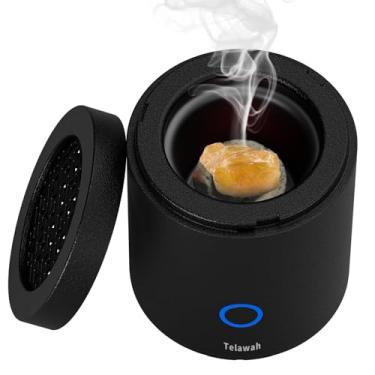 Imagem de Queimador de incenso portátil, difusor de aromaterapia para carro com carregamento USB tipo C, ignição de carvão de 7,8 x 7,8 x 9,6 cm, tempo de queima, 120 segundos, melhor presente árabe (preto)