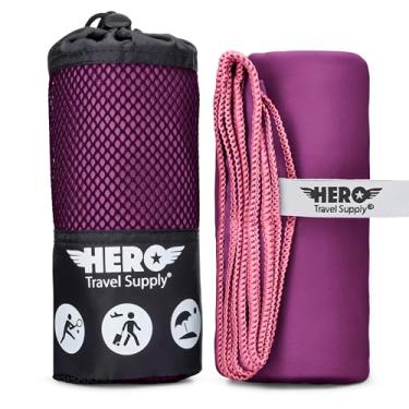 Imagem de Hero Toalha de praia grande de microfibra compacta para viagens (magenta, 101,6 cm x 183 cm)