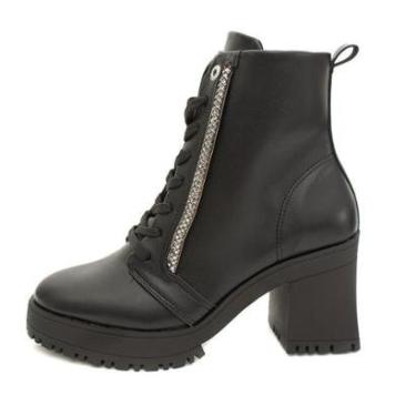 Imagem de Bota Vizzano Coturno Tratorado  Strass Preto 35-Feminino