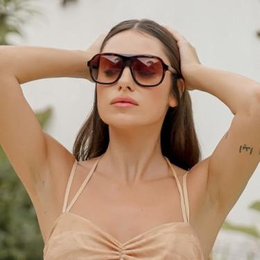 Imagem de Óculos de sol retrô modernos para mulheres e homens moda 90S Sunnies LCQAR82230, Tartaruga/verde, M