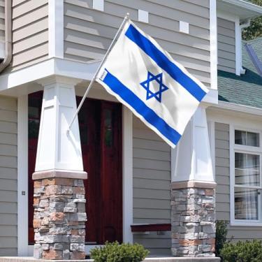 Imagem de Bandeira de Israel Fly in Breeze 9,5 x 1,8 m - Cor vívida e à prova de desbotamento - Cabeçalho de lona e costura dupla - Poliéster com bandeiras nacionais israelenses com ilhós de latão 9,5 x 1,5 m