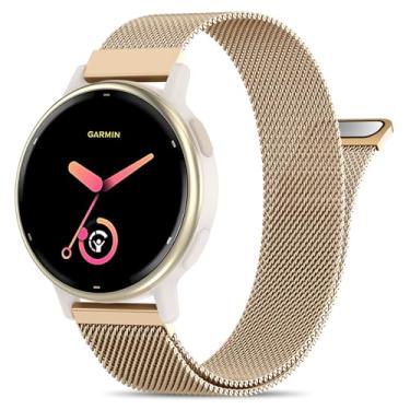 Imagem de EverAct Pulseira magnética de metal de 20 mm compatível com Garmin Vivoactive 5 / Vivoactive 6/3/3 Music, pulseira de malha de aço inoxidável de liberação rápida para Venu Sq 2 e Forerunner 55/165/245
