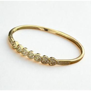 Imagem de Pulseira Bracelete Feminino De luxo Banhado ouro 18k Cravejado Zircôni