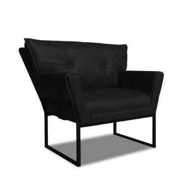 Imagem de Poltrona Sala De Estar Industrial Pto Anitta Sintético Pu Preto D03 - D'rossi