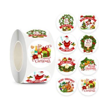 Imagem de 500 Pcs 1.5" Christmas Stickers Merry Christmas Cute Holiday Waterproof Sticker for X-mas Gift Packing, Cards, Envelopes,Goodie Bags,Gift Favors Box, Party Favors Decorations S1 Pattern 15