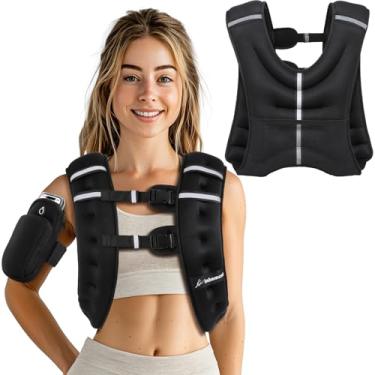 Imagem de Colete com peso para homens, mulheres e crianças, peso incluído com faixa refletiva, coletes de peso corporal ajustáveis para corrida, treino, corrida, caminhada