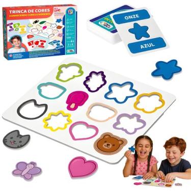 Imagem de Trinca Cores Jogo Pedagogico Numero Formas Encaixe Tabuleiro - Pais e 