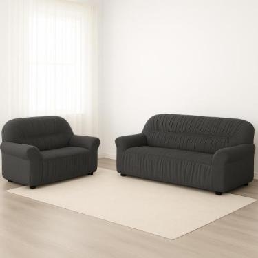 Imagem de Capa de Sofá Elasticada 2 e 3 Lugares em Malha Gel - Malucasim, Cinza,