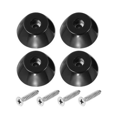 Imagem de Pés de tábua de corte, pacote com 4 pára-choques redondos de borracha amortecedores antiderrapantes com parafusos de aço inoxidável para móveis, cadeiras, mesas, eletrônicos (0,4 cm L x 0,51 A)