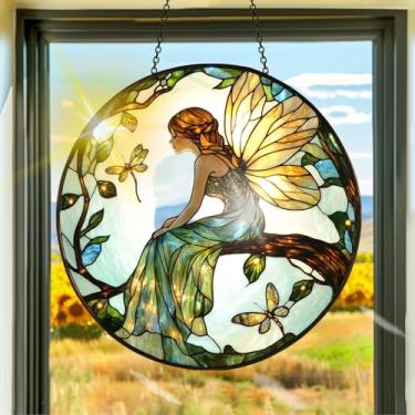 Imagem de Acrílico colorido, apanhador de sol, decoração de janela de elfo, arte de parede de criador de arco-íris, para quarto, varanda, interior e exterior, jardim, enfeites de Natal, decoração 19 x 19 cm