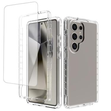Imagem de Zoeirc Capa para Galaxy S25 Ultra/para Samsung S25Ultra 5G SM-S938U com protetor de tela de vidro temperado, capa transparente macia 360 à prova de choque para Samsung Galaxy S25 ultra transparente