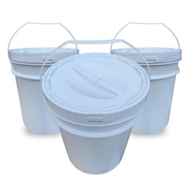 Imagem de balde com tampa rosca 20 Litros Atóxico - Uso Alimentar, BPA Free, Reutilizável | Nastripack | KIT 3 PEÇAS