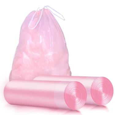 Imagem de Sacos de lixo fortes com cordão de 30 galões - 30 contagens/extra grosso, à prova de vazamento e resistente à quebra para casa, escritório e cozinha (rosa)