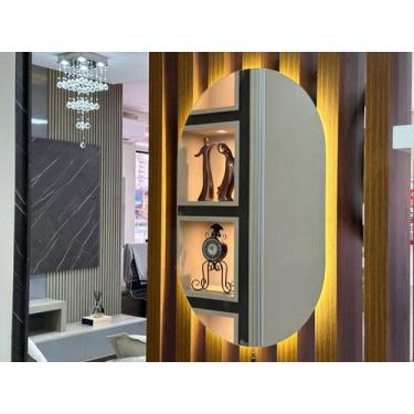 Imagem de Espelho organico oval com Led 50x80cm lapidado - CEBRACE , LED BRANCO 