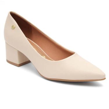 Imagem de Scarpin Vizzano Salto Médio Bloco Sapato Confortável, Creme, 35